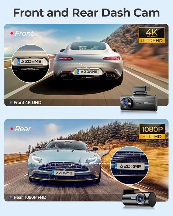 AZDOME 4K Dash Cam Front and Rear M300s - Ultimate Road Safety Solution