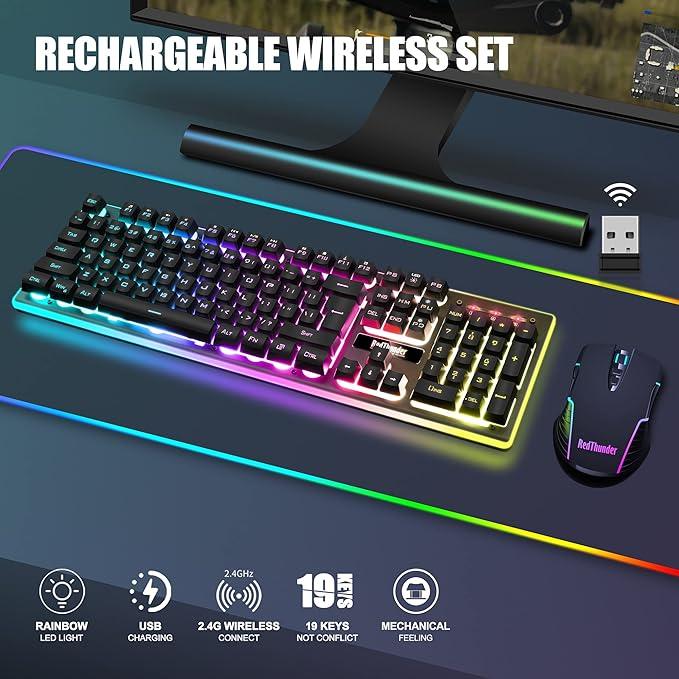 RedThunder K10 Wireless Gaming Keyboard and Mouse Combo – Power and Precision for Serious Gamers