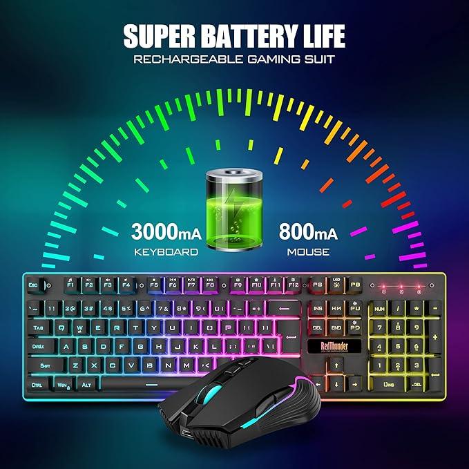 RedThunder K10 Wireless Gaming Keyboard and Mouse Combo – Power and Precision for Serious Gamers